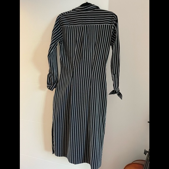 Stretchy Pinstripe Tiefront Shirt Dress - Picture 2 of 3